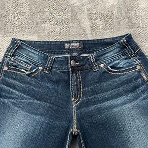 Stylish Blue Jeans Silver Suki Slim Boot Cut Perfect Condition